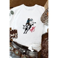 White Cowboy Howdy Embroidered Western Fashion T Shirt - 2XL thumbnail