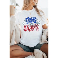 White Stars and Stripes Round Neck Graphic T Shirt - 2XL thumbnail