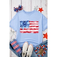 Myosotis American Flag Bow Knot Print Half Sleeve T Shirt - L thumbnail