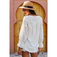 Azura Exchange Eyelet Button Down Top - M thumbnail