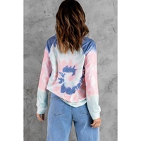 Multicolor Ombre Tie Dye Loose Leisure Sweatshirt - L thumbnail