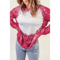 Red Tie-dyed Crew Neck Pullover Sweatshirt - S thumbnail