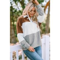 Azura Exchange Colorblock Pullover Sweatshirt with Turn-down Collar - XL thumbnail