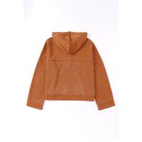 Azura Exchange Buttoned Hoodie with Patchwork Trim - L thumbnail