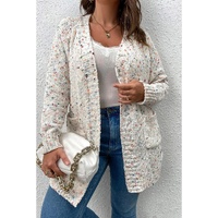 White Rainbow Popcorn Speckles Open Front Cardigan - S thumbnail