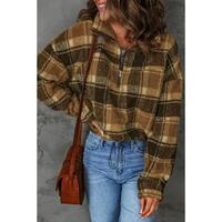 Azura Exchange Plaid Pattern Fleece Sweatshirt with Zip Collar - XL thumbnail