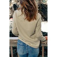 Azura Exchange Contrast Binding Snap Button Geometric Pullover Sweatshirt - M thumbnail