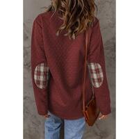 Azura Exchange Geometric Texture Plaid Trim Sweatshirt - S thumbnail