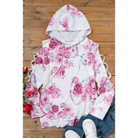 Azura Exchange Floral Print Cold Shoulder Hoodie - S thumbnail