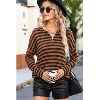Azura Exchange Striped Knit Quarter Zip Hoodie - L thumbnail