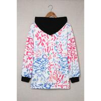 Azura Exchange Leopard Drawstring Hoodie with Colorful Splicing - M thumbnail