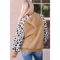 Azura Exchange Leopard Bishop Sleeve Hooded Sweatshirt - S thumbnail