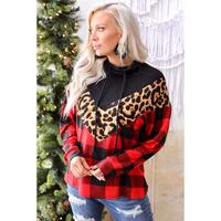 Azura Exchange Chevron Plaid Leopard Patchwork Turtleneck Sweatshirt - 2XL thumbnail