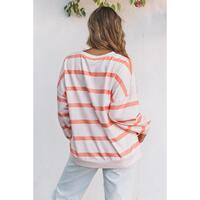 Azura Exchange Drop Shoulder Pullover Sweatshirt with Striped Pattern - M thumbnail