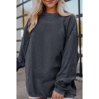 Dark Grey Ribbed Corded Oversized Sweatshirt - 2XL thumbnail