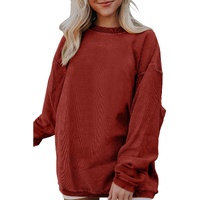 Racing Red Ribbed Corded Oversized Sweatshirt - 2XL thumbnail