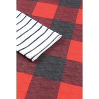 Azura Exchange Plaid Striped Patchwork Drawstring Hoodie - L thumbnail