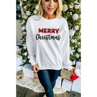Azura Exchange MERRY Christmas Plaid Print Pullover Sweatshirt - L thumbnail