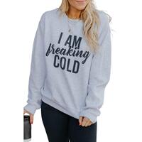 Azura Exchange Breaking COLD Letter Print Sweatshirt - L thumbnail
