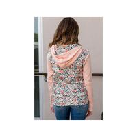 Azura Exchange Floral Patch Half Zip Kangaroo Pocket Hoodie - L thumbnail