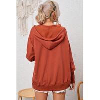 Azura Exchange Oversized Snap Button Hoodie with Thumb Hole in Orange - L thumbnail