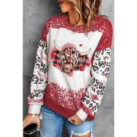 Azura Exchange Heifer Graphic Print Leopard Bleached Sweatshirt - M thumbnail