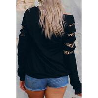Azura Exchange Leopard Rhinestone Heart Graphic Sweatshirt - M thumbnail
