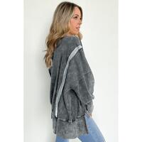 Azura Exchange Relaxed Fit Acid Wash Pullover Sweatshirt with Slit Details - L thumbnail