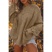 Khaki Exposed Seam Twist Open Back Oversized Sweatshirt - S thumbnail
