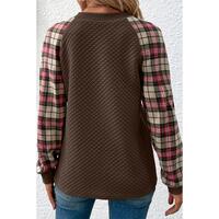Azura Exchange Plaid Raglan Sleeve Sweatshirt - M thumbnail