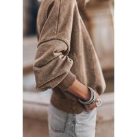 Azura Exchange Relaxed Brown Crew Neck Sweatshirt with Drop Shoulder Design - L thumbnail