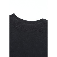 Black Drop Shoulder Crew Neck Pullover Sweatshirt - M thumbnail