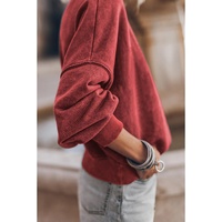 Red Dahlia Drop Shoulder Crew Neck Pullover Sweatshirt - 2XL thumbnail