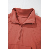 Flamingo Fleece Lined Zip Up Stand Collar Thumbhole Sleeve Sweatshirt - L thumbnail