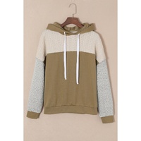 Brown Colorblock Patchwork Pullover Hoodie - S thumbnail