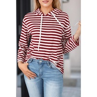Biking Red Stripe Kangaroo Pocket Drawstring Hoodie - M thumbnail