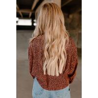 Azura Exchange Leopard Bubble Sleeve Pullover Sweatshirt - M thumbnail