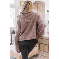 Azura Exchange Dusty Pink Collared Half Zip Fluffy Sweatshirt - M thumbnail