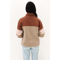 Azura Exchange Color Block Zip Mock Neck Pocketed Sweatshirt - XL thumbnail