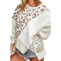 Asymmetrical Leopard Texture Splicing Loose Sweatshirt - S thumbnail