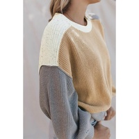 Multicolor Color Block Patchwork Baggy Sweater - S thumbnail