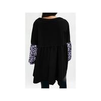Azura Exchange Leopard Splicing Ruffle Sweatshirt - L thumbnail