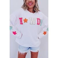 Azura Exchange White Glitter Howdy Patch Graphic Casual Sweatshirt - S thumbnail