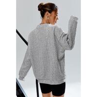 Azura Exchange Textured Drop Shoulder Pullover Sweatshirt - M thumbnail