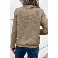 Pale Khaki Textured Knit Buttoned Kangaroo Pocket Sweatshirt - L thumbnail
