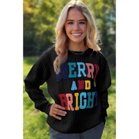 Black Merry And Bright Cable Knit Pullover Sweatshirt - S thumbnail