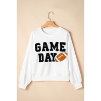 White GAME DAY Graphic Varsity Pullover Sweatshirt - S thumbnail