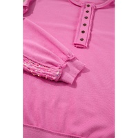 Bonbon Sequin Patchwork High Low Hem Henley Sweatshirt - L thumbnail
