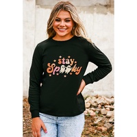 Black Halloween stay Spooky Graphic Sweatshirt - L thumbnail