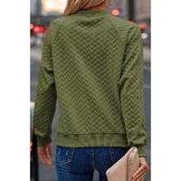 Jungle Green Solid Textured Raglan Sleeve Pullover Sweatshirt - S thumbnail